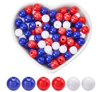 SOFPLATE 500Pcs 8mm Red White Blue Beads Smooth Acrylic Beads Independence Day Small Round Ball Opaque Bubblegum Loose Spacer Bead for Jewelry Making Bracelets Necklaces Earrings Supplies DIY Crafts