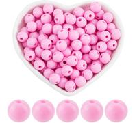 SOFPLATE 500Pcs 8mm Round Pink Beads Opaque Acrylic Beads Bulk Small Smooth Hot Pink Plastic Jewellery Ball Loose Spacer Bead for Jewellery Making Bracelets Necklaces Earrings Supplies DIY Crafts