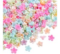 SOFPLATE 500Pcs ABS Plastic Flower Bead Flower End capss Beads Bulk Colorful Imitation Pearl Floral End capss Rose Loose Spacers Beads for Beading Bracelets jewellery Making Earrings Women DIY Art Cra