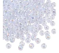 SOFPLATE 500Pcs Acrylic Pony Beads Barrel Seed Beads Clear 9 x 6mm Small Iridescent Large Hole Rondelle Smooth Loose Spacers Findings Accessories for Jewellery Making Bracelet Necklace DIY Craft Decor