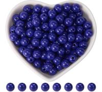 SOFPLATE 500Pcs Blue Acrylic Beads 8mm Round Beads Opaque Small Smooth Jewelry Blue Bubblegum Ball Spacer Loose Bead for Jewelry Making Bracelets Necklaces Earrings Supplies DIY Crafting Beginners
