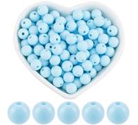 SOFPLATE 500Pcs Blue Round Bead Acrylic Opaque Spacer Beads Smooth 8mm Small Sky Blue Spacer Bead Jewellery Ball Loose Beads for Jewellery Making Bracelets Necklaces Earrings Supplies DIY Crafts