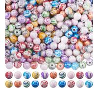 SOFPLATE 500Pcs Ink Pattern Beads 8mm AB Acrylic Beads Round Colorful Opaque Assorted Marble Swirls Smooth Ball Spacer Loose Bead for Jewelry Making Bracelets Necklaces Earrings Supplies DIY Crafts
