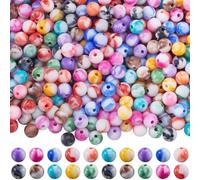 SOFPLATE 500Pcs Round Pattern Beads 8mm Acrylic Beads Ball Opaque Colorful Assorted Ink Smooth Small Marble Swirls Loose Spacer Bead for Jewelry Making Bracelets Necklaces Earrings Supplies DIY Craft