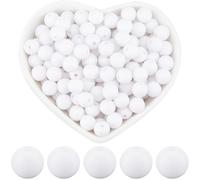 SOFPLATE 500Pcs White Round Bead 8mm Acrylic Beads Bulk Small Smooth Opaque Spacer Bead Jewellery Plastic Ball Loose Beads for Jewellery Making Bracelets Necklaces Earrings Supplies DIY Crafts