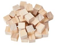 SOFPLATE 50Pcs 1 Inch Wooden Blocks Unfinished Wood Cubes Natural Square Solid Pine Log Craft Accessories for DIY Projects Arts Crafts Painting Stamping Puzzles Educational Activities Supplies Adult
