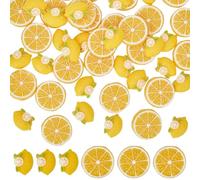 SOFPLATE 50Pcs 2 Styles Lemon Embellishments Flatback Resin Fruit Charms Imitation Yellow Lemon Food Miniature Opaque Aesthetic Ornament Craft Cabochons for Scrapbooks Hair Clip Phone Case DIY Decor