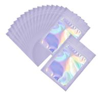 SOFPLATE 50Pcs 4.5 x 6 Foil Sample Bag Small Holographic Pouch with Clear Window Resealable Iridescent Plastic Food Storage Smell Proof Bags for Small Business Sample Jewelry Eyelash Gloss Packaging