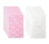 SOFPLATE 50Pcs 9.8 x 6.46 Inch Pink Bow Treat Bags Coquette Party Favor Bags Frosted Plastic Goodie Aesthetic Bowknot Rectangle Wrap Present Pouches for Cookies Soap Candy Party Favors Gifts Packaging