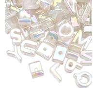 SOFPLATE 50Pcs Alphabet Shaped Beads Rainbow Letter Beads with Large Hole Random Iridescent Opaque Clear AB Acrylic Spacer Loose Charm Bead for Jewellery Making Necklaces Bracelets Supplies DIY Crafts