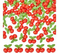 SOFPLATE 50Pcs Flatback Resin Cherry Charms Food Resin Charms Orange Red Imitation Flat Back Fruit Opaque Aesthetic Ornament Cabochons Embellishments for Scrapbooks Hair Clips Phone Cases DIY Decor