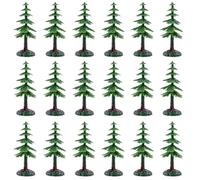 SOFPLATE 50Pcs Miniature Model Trees Diorama Plants Mini Plastic Dark Green Artificial Christmas Tree Micro Landscape Home Ornaments Decor Static Scenery Model Plant for DIY Railway Garden Scenery