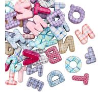 SOFPLATE 50Pcs Random Acrylic Letter Beads Plaid Large Alphabet Bead with Big Hole 20mm Multicolor Bubble Capital Letters Initial Alphabet Loose Spacer for Keychains Bag Charm Phone Chains Bracelets