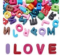 SOFPLATE 52Pcs Large Acrylic Letter Bead Chunky Alphabet Beads Bulk Big Slide Initial Letters Blocks Loose Spacers for Jewellery Making Key Chain Friendship Bracelet Keychain Phone Bag Charm Accessory