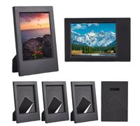 SOFPLATE 6 Pack 2X3 Inch Black Plastic Picture Frame Mini Film Photo Holder Small Rectangle Classical ABS Plastic Stand Holders Picture Frames with Mat Multi Pack for Artwork Anniversary Birthday