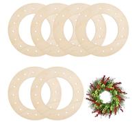 SOFPLATE 6 Pack Wood Wreath Frame 10 Inch Wooden Craft Hoops Round Wreath Ring with Holes Old Lace Color Floral Arrangements Form Base for Christmas Wedding Home Decoration DIY Macrame Crafts Projects