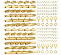 SOFPLATE 6 Sizes Slider Clasp Kit Slide Tube Cord Ends with Lobster Clasp Chain Extender Bulk Gold 10/13/16/20/25/30mm Alloy Metal Jewellery Finding Kit for Jewellery Making DIY Crafts Adults Beginner