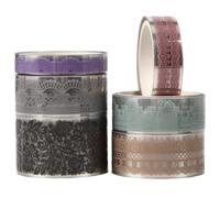 SOFPLATE 6 Styles 6 Rolls Lace Pattern Washi Tape Transparent Decorative Tape Bulk Vintage Mixed Sizes Multicolor Pattern Sticker Roll for DIY Crafts Scrapbooking Gift Wrapping Card Making Decorations