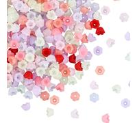 SOFPLATE 600Pcs Acrylic Bead Caps Plastic Flower Beads Bulk Colorful Frosted Bell Tulip Flowers Lily Floral Spacer Loose Bead End Caps for jewellery Making Earrings Bracelets Women Adult DIY Crafts