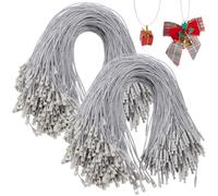SOFPLATE 600Pcs Ornament Hanger Strings Ornament Fasteners Silver Precut 202mm Short Thin Polyester Cable Ties Hanging Locking Snap Wraps Wire Rope for Christmas Tree Wall Party Hanging Decorations