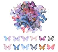 SOFPLATE 60Pcs 12 Colors Organza Butterfly Appliques Butterfly Decorations Cloth Colorful Insect 2 Layers Rhinestones Polyester Embroidery Ornament Patches for DIY Sewing Clothing Dress Wedding Hair