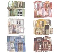SOFPLATE 60Pcs 6 Colors Window Frame Stickers Vintage Door Stickers Colorful Hollow Textured Hand Tent Flower Floral Retro Decorative Self Adhesive Paper for Junk Journal Scrapbooking Art DIY Crafts