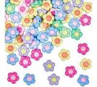SOFPLATE 60Pcs Acrylic Flower Bead Colorful Opaque Beads 5 Petal Candy Color Rainbow Two Tone Random Floral Loose Spacer Bead for Jewelry Making Bracelets Necklaces Earrings Supplies DIY Crafting
