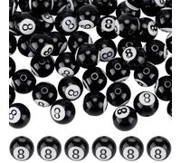 SOFPLATE 60pcs Black Ball Beads Pool Beads 16mm Number 8 Words Large Acrylic Round Sport Bulk Loose Bubblegum Table Pool Ball Beads for Jewelry Making Bracelet Necklace Earrings Keychain DIY Crafts