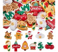 SOFPLATE 60Pcs Christmas Cabochons Flat Back Resin Charms Random Color Christmas Tree Snowman Gingerbread Man Kawaii Winter Cabochon for Embellishments Scrapbooking DIY Hairpin Crafts Cell Phone Case