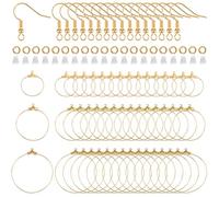 SOFPLATE 640pcs Gold Earring Beading Hoops Beading Hoop Earring Supplies Golden Brass Round Circle Beaded Kits Findings Ear Nuts Components for jewellery Making Women Earrings Accessories DIY Supplies