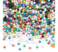 SOFPLATE 6oz/180g 9 Colors 0.15In Rainbow Star Confetti PVC Glitter Sequins Stars Metallic Sprinkles Confetti Embellishments for DIY Crafts Nail Body Art Eye Bling Birthday Party Wedding Table Decor