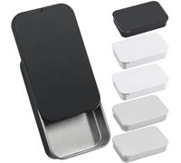SOFPLATE 6Pcs 3 x 2 x 0.6 Inch Black Slide Tin Metal Slide Top Tin Containers Colorful Mini Lid Iron Rectangle Empty Hinged Trinket Tinplate Storage Boxes for Candies Jewellery Crafts Survival Kit