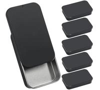 SOFPLATE 6Pcs 3 x 2 x 0.6 Inch Metal Slide Tin Box Small Slide Top Tin Container Black Lid Empty Hinged Rectangle Iron Mini Trinket Tinplate Containers for Candies Pills Jewellery Crafts Survival Kits