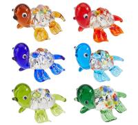 SOFPLATE 6Pcs 6 Colors Small Glass Turtle Figurines Ocean Crystal Figurines 3D Summer Colorful Tortoise Sea Animal Life Beach Art Sculpture Figure Ornaments for Home Office Desktop Feng Shui Decor