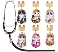 SOFPLATE 6Pcs 6 Styles Cat Stethoscope Charms Stethoscope Accessories Alloy Enamel Cute Kitty Animals Unique Id Tags Custom Name Tag Charm for Littmann Doctors Vets Supplies Presents Gift Decoration