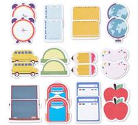 SOFPLATE 720Pcs 60 Sheets 12 Styles Back to School Sticky Notes Kawaii Notepad Self Stick Writing Memo Pads Teacher Pencil Ruler Blackboard Bus Shaped Cartoon Sticky for Office School Supplies Adult