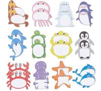 SOFPLATE 720Pcs 60 Sheets 12 Styles Cute Cartoon Sticky Notes Ocean Animal Kawaii Notepad Memo Pad Self Adhesive Stick Note Funny Desk Writing Mini Page Flags for Home Office School Party Supplies