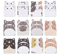 SOFPLATE 720Pcs 60 Sheets 12 Styles Cute Cat Sticky Notes Animal Shaped Notepads Kitty Self Stick Kawaii Cartoon Writing Reminder Page Markers Flags Memo Pads for School Classroom Home Office Supplies