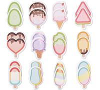 SOFPLATE 720Pcs 60 Sheets 12 Styles Ice Cream Sticky Notes Cute Cartoon Notepad Summer Kawaii Notepads Writing Memo Pad Reminder Page Markers Flags for School Classroom Wall Home Office Supplies