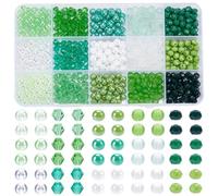 SOFPLATE 750Pcs 15 Styles 6mm Glass Beads Bracelet Making Kit St Patricks Day Beads Holiday Green Spring Nature Series Assorted Bicone Crystal Spacers for Jewellery Making Earring Necklace DIY Crafts