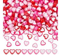 SOFPLATE 750Pcs 3 Colors Acrylic Heart Bead Valentines Beads Bulk 7 x 8mm Mothers Fathers Pink Red Love Hearts Shape Flat Loose Pony Spacers for Jewellery Making Bracelet Necklace DIY Craft Findings