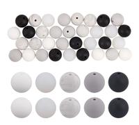 SOFPLATE 75Pcs 1Box 5 Colors 15mm Silicone Beads Bulk White Silicone Beads Soft Rubber Black White Light Grey Round Chunky Loose Bead Bulk for jewellery Making DIY Beaded Keychain Crafting Supplies