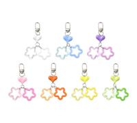 SOFPLATE 7Pcs 7 Colors Star Key Chain Charm Swivel Charm Clasp Colorful Assorted Aesthetic Hearts Resin Spray Printed Alloy Pendants Keychains Accessories for Car Keys Purse Bags Lanyards DIY Crafts