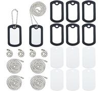 SOFPLATE 8 Sets 24Pcs Black Military Dog Tag Rubber Silencer Bulk Aluminium Pet Tags Blank with Ball Chain Silicone Case to Reduce Noise and Protect Tag Dog ID Protector for Pets Outdoor Beginner