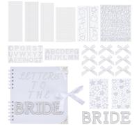 SOFPLATE 8 x 8 Inch White Wedding Photo Album Letters to The Bride Scrapbook Kit DIY Blank Paper Scrapbook Photo Album Book with Small Bows Rhinestone Sticker for Couple Wedding Travel Anniversary
