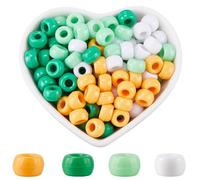 SOFPLATE 800Pcs 4 Colors St Patricks Day Pony Beads Green Pony Beads Bulk Plastic White Yellow Lucky Small Loose Bead Set for jewellery Making Friendship Bracelet Necklace DIY Wedding Hair Beading