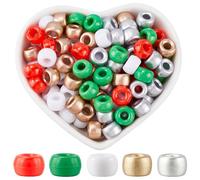 SOFPLATE 800Pcs Christmas Pony Beads Bulk Red and Green Pony Beads Plastic White Spacer Lucky Holiday Themed Bead for jewellery Making Necklace Bracelets Wedding Friendship Party Hair DIY Accessories