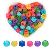 SOFPLATE 800Pcs Colored Pony Beads 9mm Plastic Beads Large Hole Barrel Assorted Frosted Matte Transparent Loose Smooth Spacers Findings for Jewellery Making Bracelets Necklaces DIY Craft Decoration