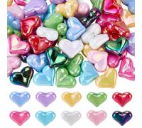 SOFPLATE 80Pcs 10 Colors Large Heart Beads Acrylic Focal Beads Bulk 16.5mm AB Color Smooth Bubblegum Chunky Heart Shaped Focus Spacers for Jewellery Making Bracelets Beadable Pens Keychain Craft Adult