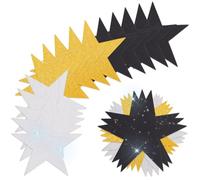SOFPLATE 80Pcs 3 Colors Star Shaped Cutouts Paper Cutout Stars 6 Inch Golden Silver Black Double Sided Shiny Glitters Confetti Cutouts for DIY Crafting Bulletin Board Classroom Wall Party Decorations